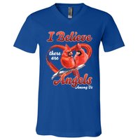 Awesome I Believe There Are Angels Among Us Cardinal Birds Gift V-Neck T-Shirt