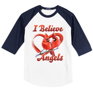 Awesome I Believe There Are Angels Among Us Cardinal Birds Gift Baseball Sleeve Shirt