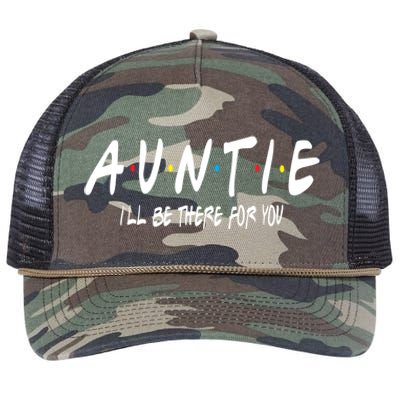 Auntie I'll Be There For You Funny Gift Unt Mom Grandma Gift Retro Rope Trucker Hat Cap