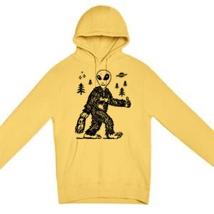 Alien In Bigfoot Costume Premium Pullover Hoodie