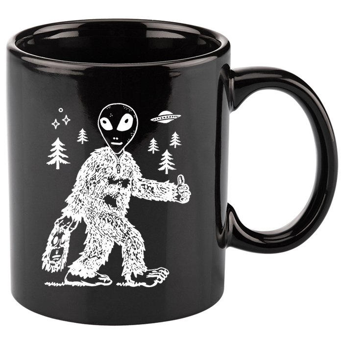 Alien In Bigfoot Costume 11oz C Handle Ceramic Mug