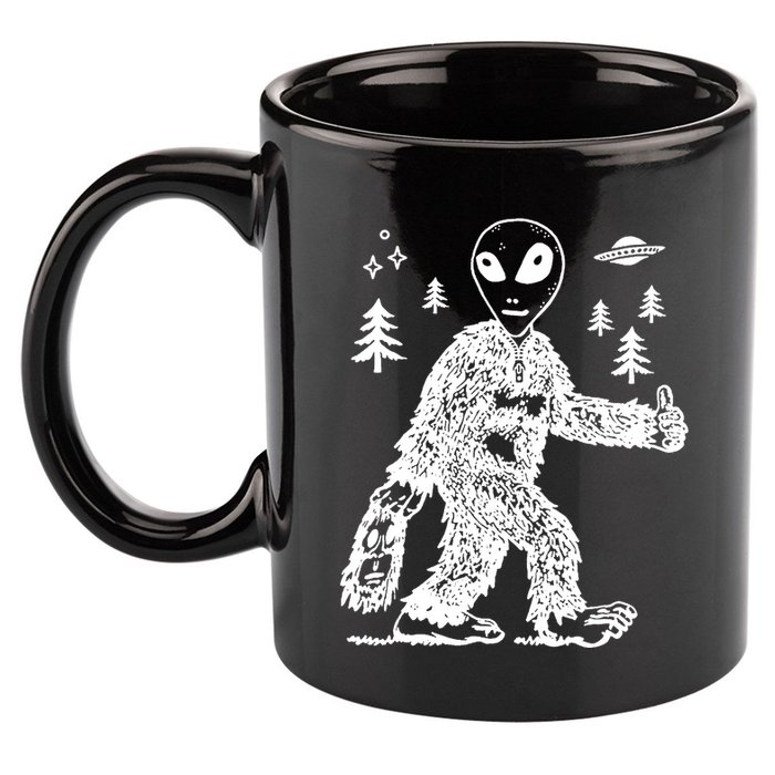 Alien In Bigfoot Costume 11oz C Handle Ceramic Mug