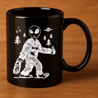 Alien In Bigfoot Costume 11oz C Handle Ceramic Mug
