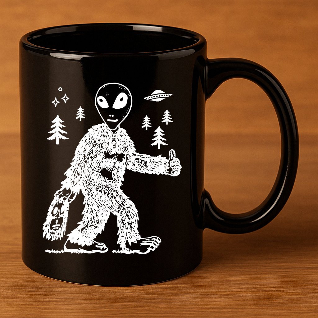 Alien In Bigfoot Costume 11oz C Handle Ceramic Mug