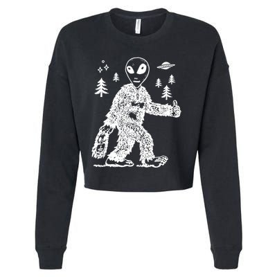 Alien In Bigfoot Costume Cropped Pullover Crew