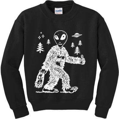 Alien In Bigfoot Costume Kids Sweatshirt