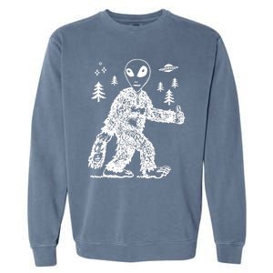 Alien In Bigfoot Costume Garment-Dyed Sweatshirt