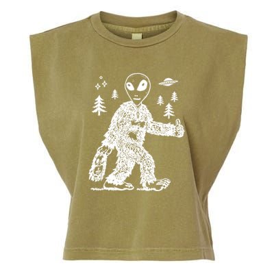 Alien In Bigfoot Costume Garment-Dyed Women's Muscle Tee