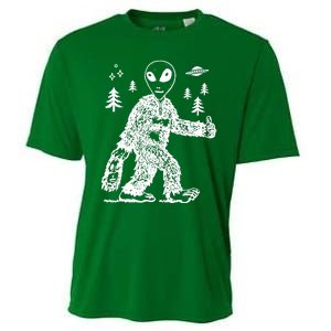 Alien In Bigfoot Costume Cooling Performance Crew T-Shirt