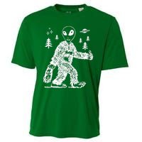 Alien In Bigfoot Costume Cooling Performance Crew T-Shirt