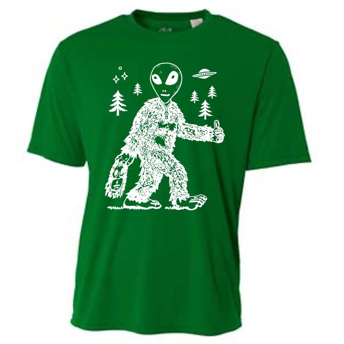 Alien In Bigfoot Costume Cooling Performance Crew T-Shirt