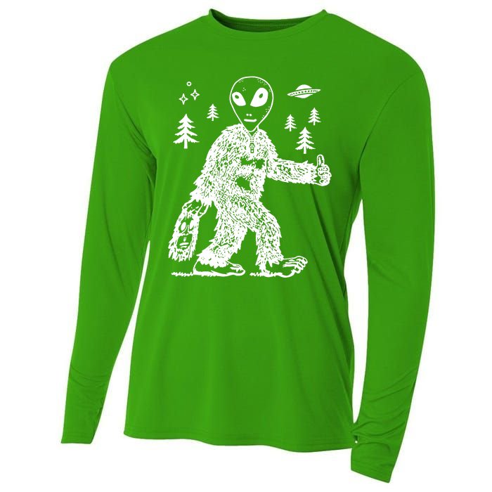 Alien In Bigfoot Costume Cooling Performance Long Sleeve Crew