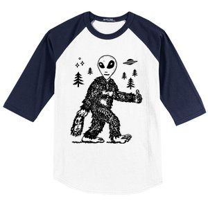 Alien In Bigfoot Costume Baseball Sleeve Shirt