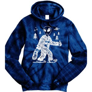 Alien In Bigfoot Costume Tie Dye Hoodie