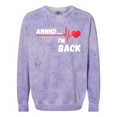 Annnd I'm Back! Survivor Open Heart Surgery Funny Gift Colorblast Crewneck Sweatshirt