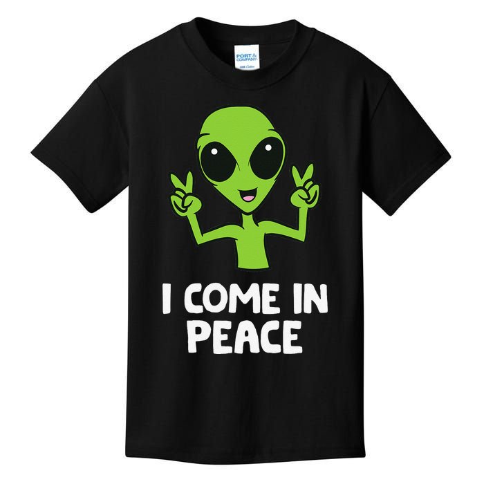 Alien I Come In Peace Space Rave EDM Music Alien Kids T-Shirt