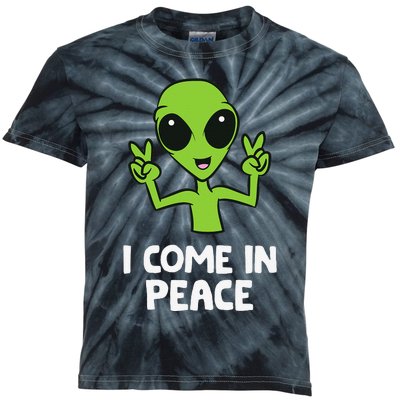 Alien I Come In Peace Space Rave EDM Music Alien Kids Tie-Dye T-Shirt