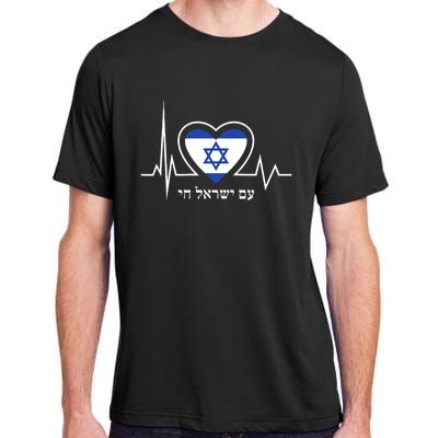 Am Israel Chai Israel Flag Heartbeat Love Hebrew Magen David Adult ChromaSoft Performance T-Shirt