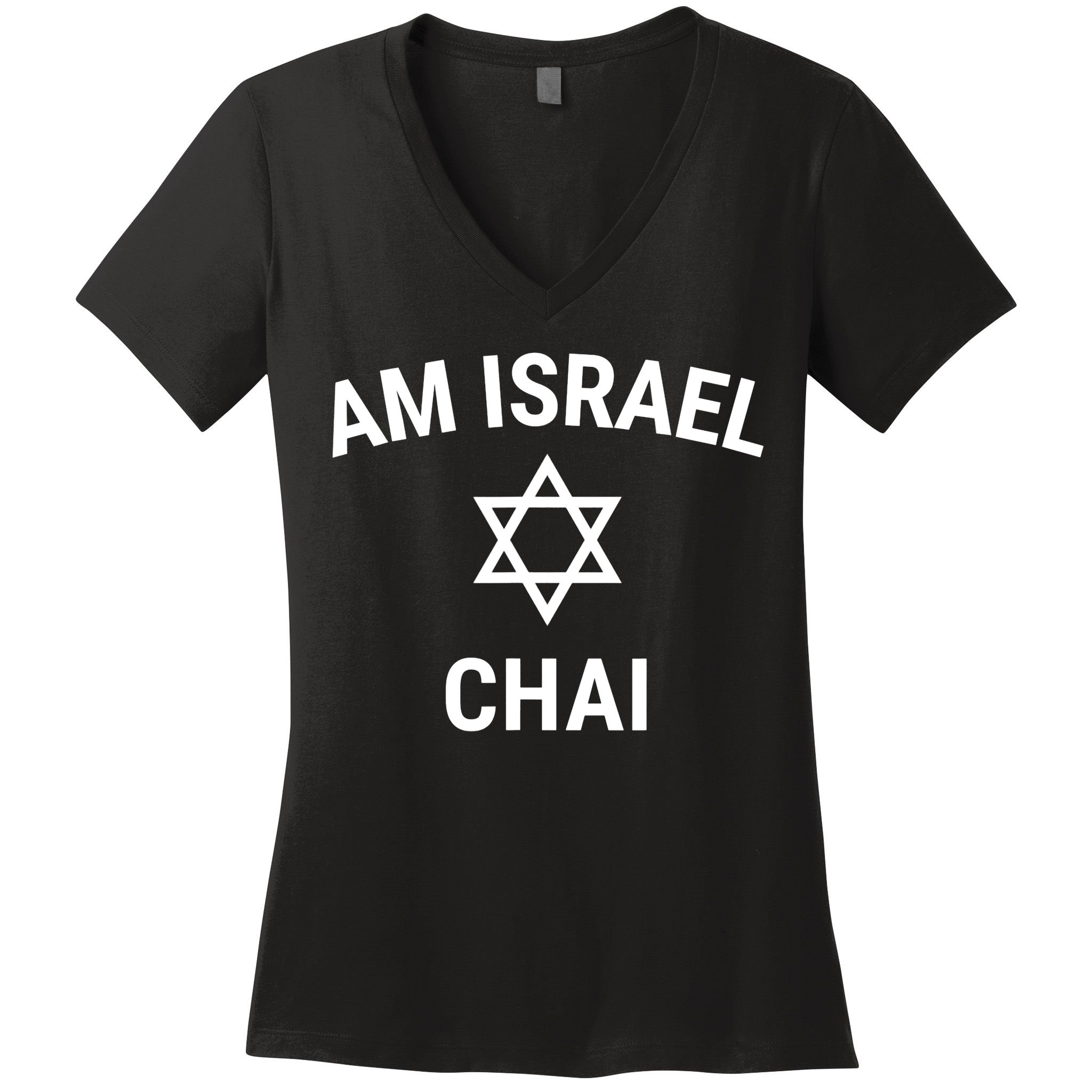 Am Israel Chai Jewish Pride Support Israeli Hebrew Jerusalem Women's V-Neck T-Shirt