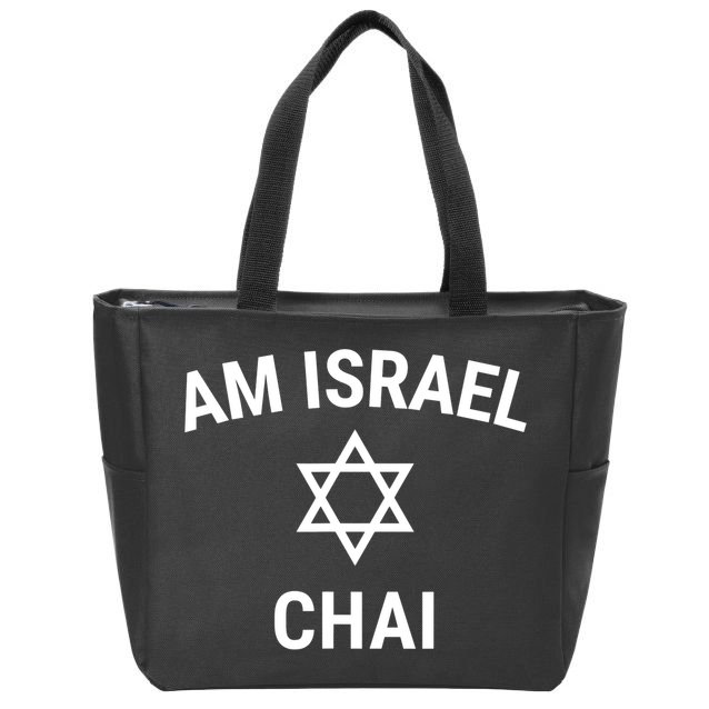 Am Israel Chai Jewish Pride Support Israeli Hebrew Jerusalem Zip Tote Bag