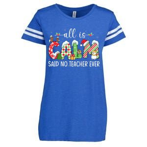 All Is Calm Said No Teacher Ever Funny Teacher Christmas Enza Ladies Jersey Football T-Shirt