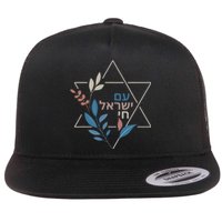 Am Israel Chai Jewish Pride Support Israeli Hebrew Jerusalem Flat Bill Trucker Hat