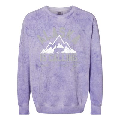 Alaska Is Calling And I Must Go Traveler Gift Colorblast Crewneck Sweatshirt