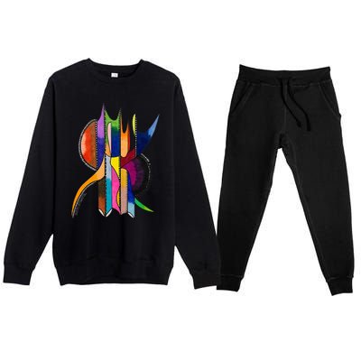 Art In Color Dynamic Geometric Design Premium Crewneck Sweatsuit Set