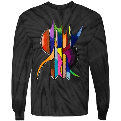 Art In Color Dynamic Geometric Design Tie-Dye Long Sleeve Shirt