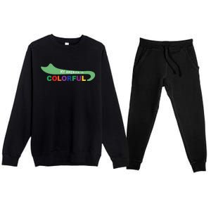 America Is Colorful Meaningful Gift Positive Message Gift Premium Crewneck Sweatsuit Set