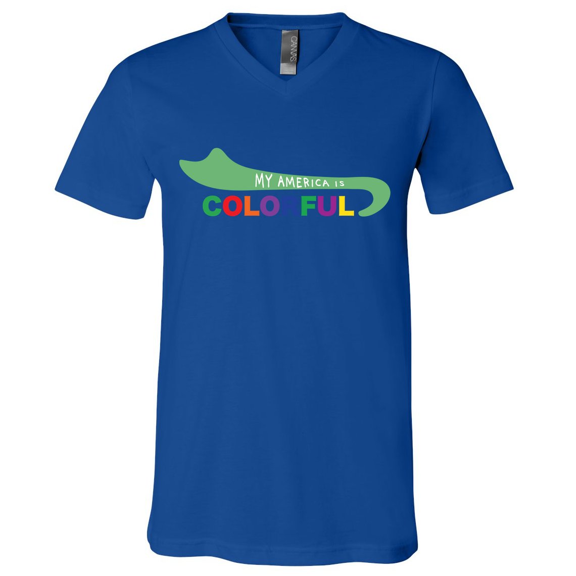 America Is Colorful Meaningful Gift Positive Message Gift V-Neck T-Shirt