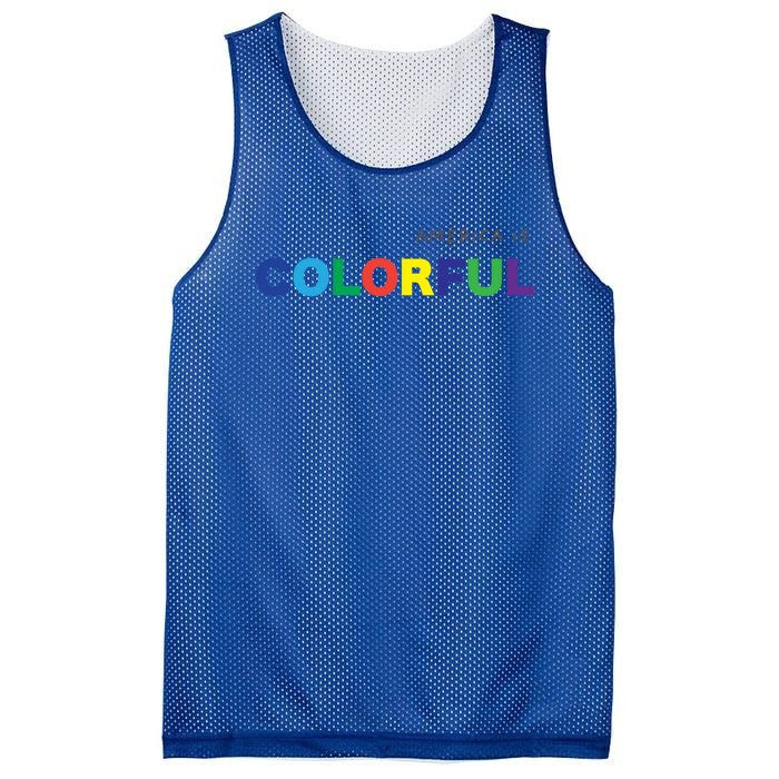 America Is Colorful Positive Message Gift Usa Great Gift Mesh Reversible Basketball Jersey Tank