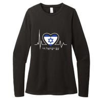 Am Israel Chai Israel Flag Heartbeat Love Hebrew Magen David Womens CVC Long Sleeve Shirt