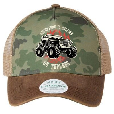 Adventure Is Calling Go Topless Funny Offroad Legacy Tie Dye Trucker Hat