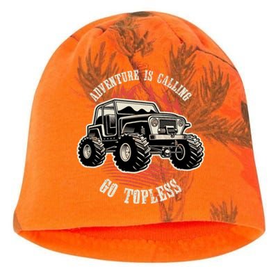 Adventure Is Calling Go Topless Funny Offroad Kati - Camo Knit Beanie