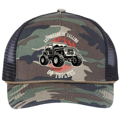 Adventure Is Calling Go Topless Funny Offroad Retro Rope Trucker Hat Cap