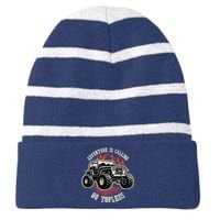 Adventure Is Calling Go Topless Funny Offroad Striped Beanie with Solid Band