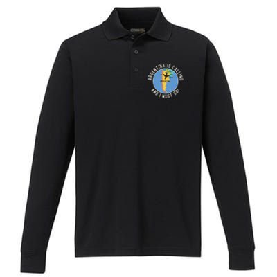 Argentina Is Calling And I Must Go Gift Argentina Map Gift Performance Long Sleeve Polo