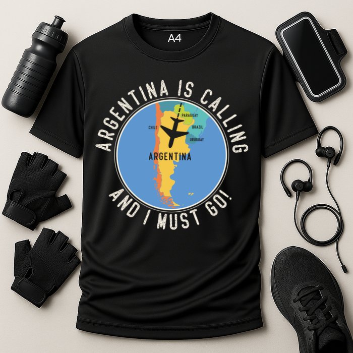 Argentina Is Calling And I Must Go Gift Argentina Map Gift Cooling Performance Crew T-Shirt