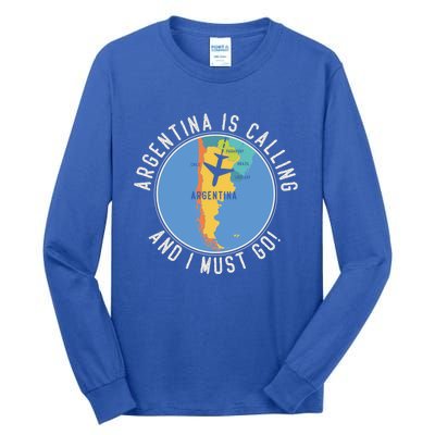 Argentina Is Calling And I Must Go Gift Argentina Map Gift Tall Long Sleeve T-Shirt