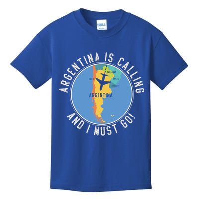 Argentina Is Calling And I Must Go Gift Argentina Map Gift Kids T-Shirt
