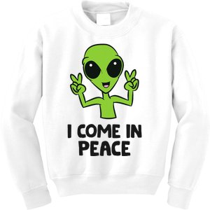 Alien I Come In Peace Space Rave EDM Music Alien Kids Sweatshirt