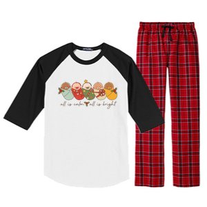 All Is Calm All Is Bright Nicu Christmas For Mother Funny Gift Raglan Sleeve Pajama Set