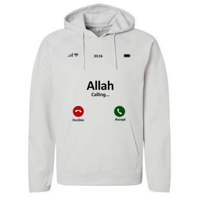 Allah Is Calling Ramadan Muslim Eid Mubarak Islamic Gift Performance Fleece Hoodie