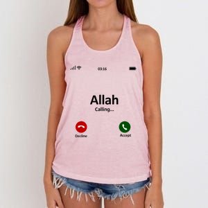 Allah Is Calling Ramadan Muslim Eid Mubarak Islamic Gift Women's Knotted Racerback Tank