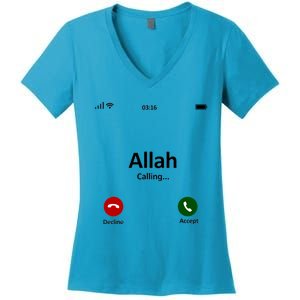 Allah Is Calling Ramadan Muslim Eid Mubarak Islamic Gift Women's V-Neck T-Shirt