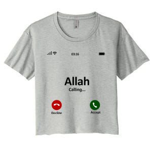 Allah Is Calling Ramadan Muslim Eid Mubarak Islamic Gift Women's Crop Top Tee