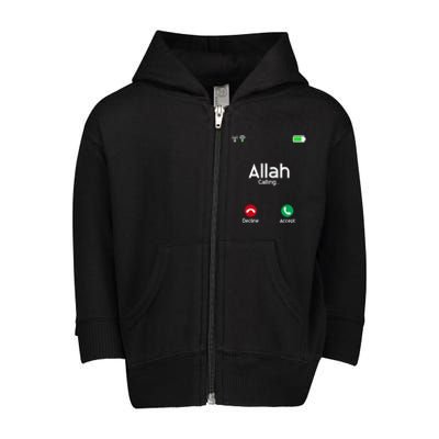 Allah Is Calling Ramadan Muslim Eid Mubarak Islamic Gift Toddler Zip Fleece Hoodie