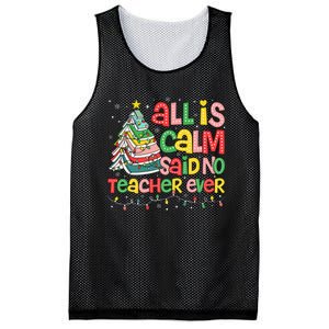 All Is Calm Said No Teacher Ever Funny Book Christmas Tree Mesh Reversible Basketball Jersey Tank