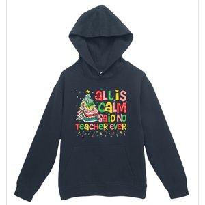 All Is Calm Said No Teacher Ever Funny Book Christmas Tree Urban Pullover Hoodie